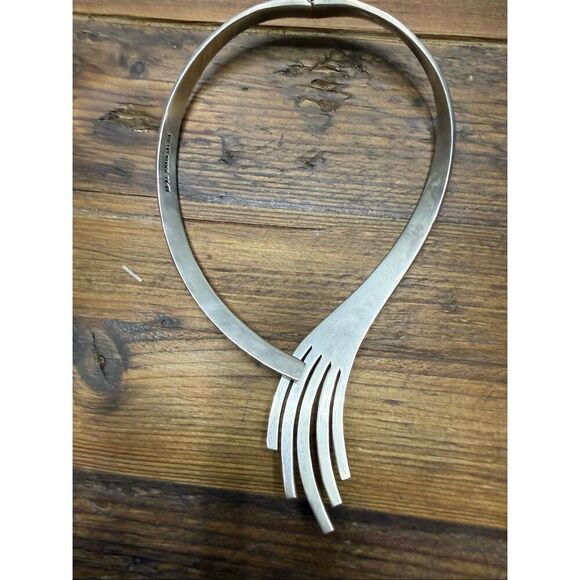 Taxco Jewelry - TB-54 FBS VINTAGE designer TAXCO MEXICAN sterling HINGED CHOKER NECKLACE 95.15g